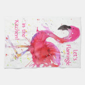 Cute and Colorful Pink Flamingo Kitchen Towel Theedoek (Horizontaal)