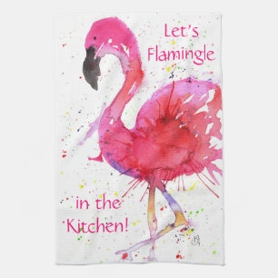 Cute and Colorful Pink Flamingo Kitchen Towel Theedoek