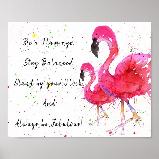 Cute and Colorful Pink Flamingo Poster 10"x8" (Voorkant)