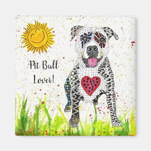 Cute and Colorful Pit Bull Magnet 2"