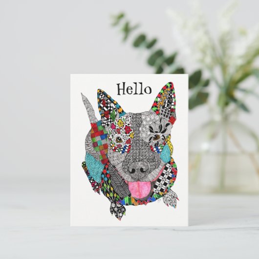 Cute and Colorful Pitbill Greeting Card Kaart (Staand voorkant)