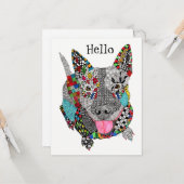 Cute and Colorful Pitbill Greeting Card Kaart (Voorkant / Achterkant in situ)