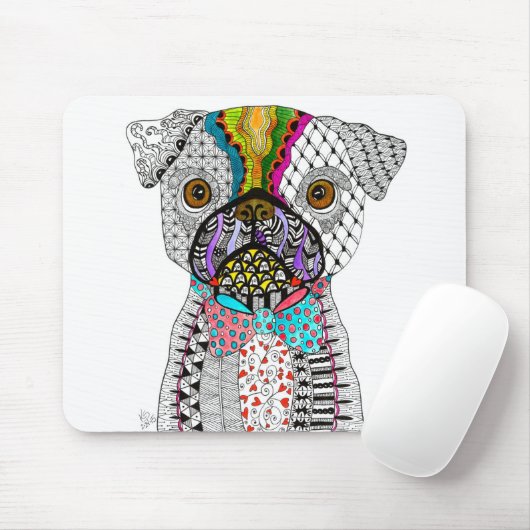 Cute and colorful Pug Dog Mousepad Muismat (Met muis)