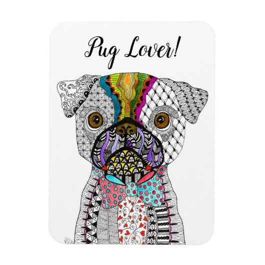 Cute and Colorful Pug Magnet 3"x4" Magneet (Verticaal)