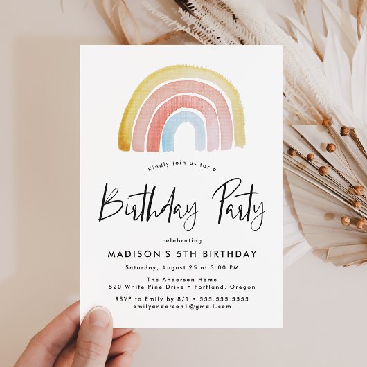 Cute and Colorful Rainbow Birthday Party Kaart