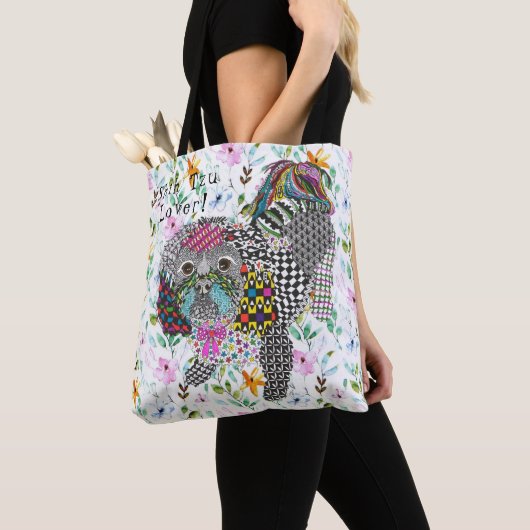 Cute and Colorful Shih Tzu Canvas tas (Dichtbij)