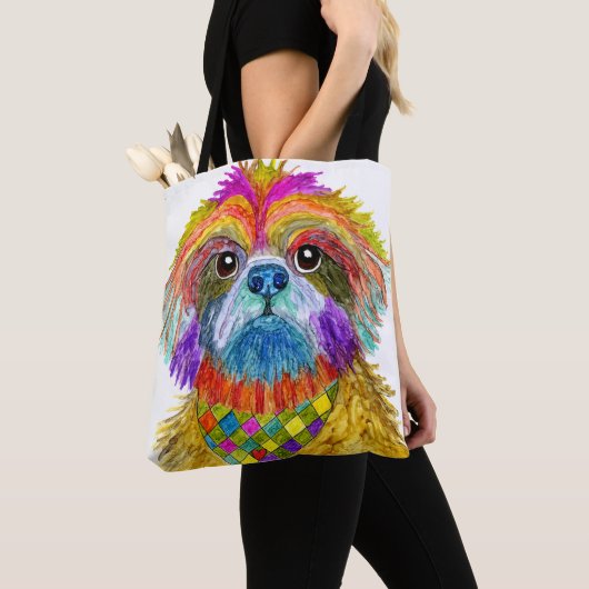 Cute and Colorful Shih Tzu Canvas tas (Dichtbij)