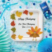 Cute and Colorful Turkey Thanksgiving Papieren Bordje (Feest)