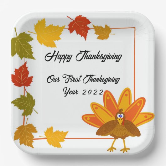 Cute and Colorful Turkey Thanksgiving Papieren Bordje (Voorkant)