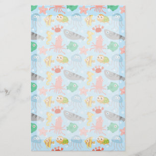 Cute and Colorful Underwater Animals Patroon Briefpapier