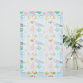 Cute and Colorful Underwater Animals Patroon Briefpapier (Staand voorkant)