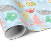Cute and Colorful Underwater Animals Patroon Cadeaupapier (Rol Hoek)