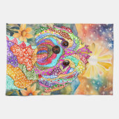 Cute and Colorful YorkiPoo Lover Kitchen Towel Theedoek (Horizontaal)