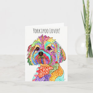 Cute and Colorful Yorkipoo Wenskaart Kaart