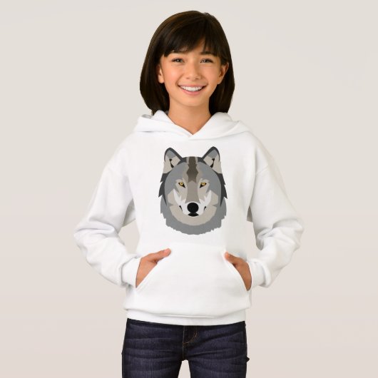 Cute and Cool Gray Wolf Face, geïllustreerd dier (Voorkant volledig)