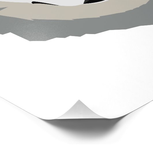 Cute and Cool Gray Wolf Face, geïllustreerd dier Foto Afdruk (Hoek)