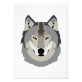 Cute and Cool Gray Wolf Face, geïllustreerd dier Foto Afdruk (Voorkant)