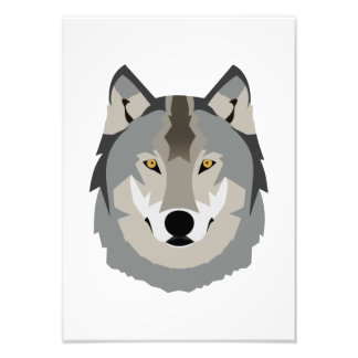 Cute and Cool Gray Wolf Face, geïllustreerd dier Foto Afdruk