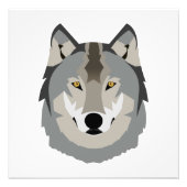 Cute and Cool Gray Wolf Face, geïllustreerd dier Foto Afdruk (Voorkant)