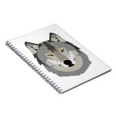 Cute and Cool Gray Wolf Face, geïllustreerd dier Notitieboek (Rechterzijde)