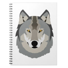 Cute and Cool Gray Wolf Face, geïllustreerd dier Notitieboek