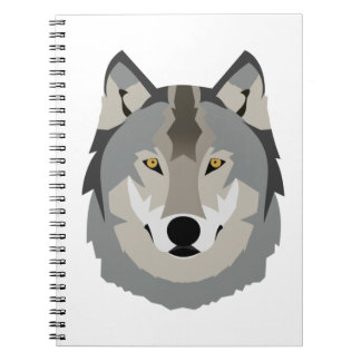 Cute and Cool Gray Wolf Face, geïllustreerd dier Notitieboek