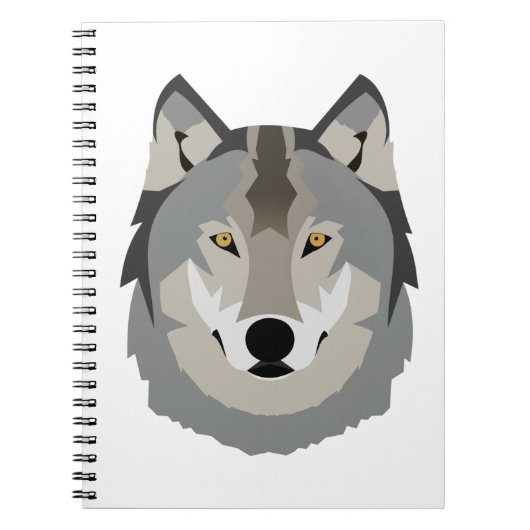 Cute and Cool Gray Wolf Face, geïllustreerd dier Notitieboek (Voorkant)