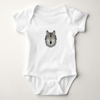 Cute and Cool Gray Wolf Face, geïllustreerd dier Romper