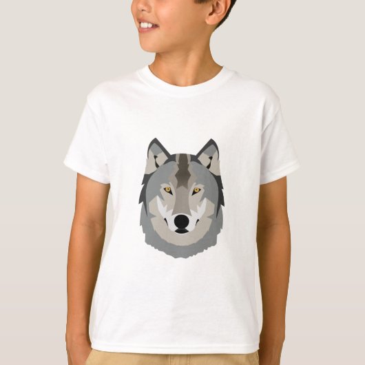 Cute and Cool Gray Wolf Face, geïllustreerd dier T-shirt (Voorkant)