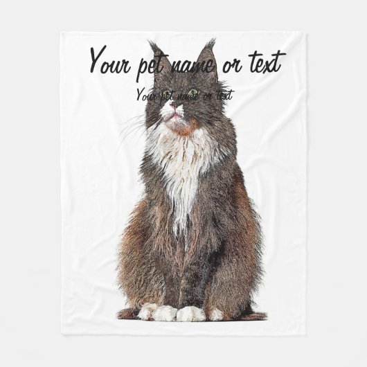 Cute and Cool, Maine Coon Cat Fleece Deken (Voorkant)