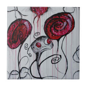 Cute and Creepy Creaty Whimsical Gothic Horror Art Tegeltje