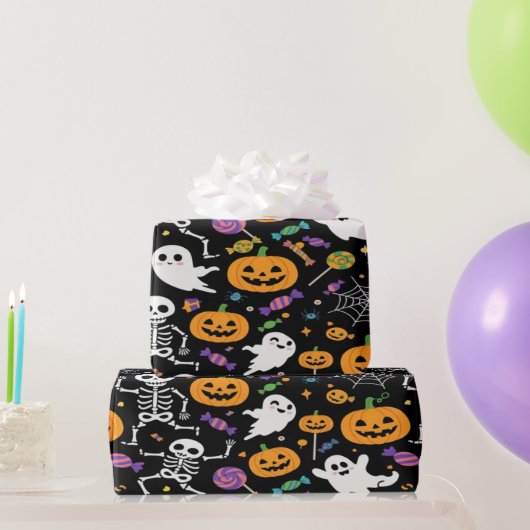 Cute and Creepy Skeletons For Halloween Cadeaupapier (Feestgeschenken)