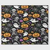 Cute and Creepy Skeletons For Halloween Cadeaupapier (Vlak)