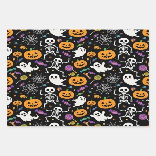Cute and Creepy Skeletons For Halloween Inpakpapier Vel (Voorkant)