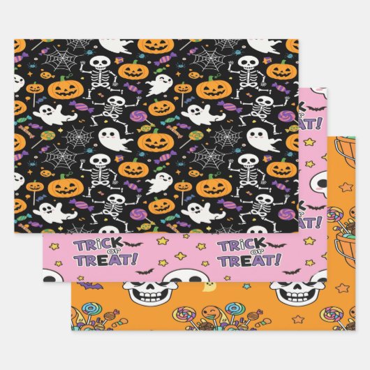 Cute and Creepy Skeletons For Halloween Inpakpapier Vel (Set)