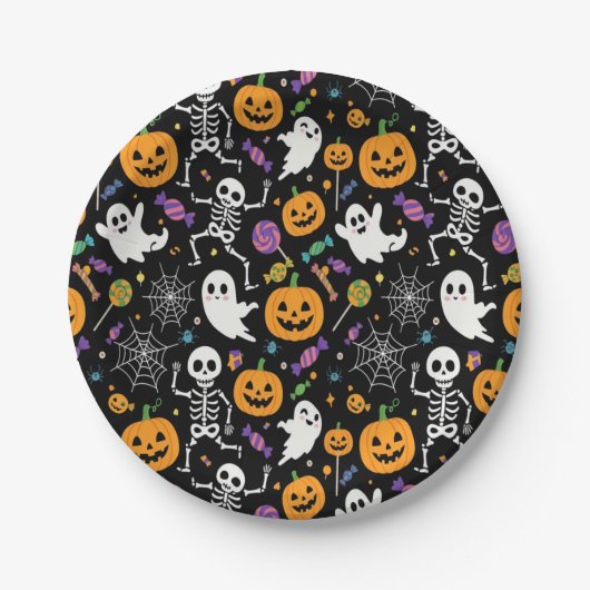 Cute and Creepy Skeletons For Halloween Papieren Bordje (Voorkant)