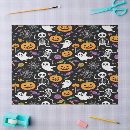 Cute and Creepy Skeletons For Halloween Tissuepapier (Craft)