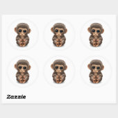 Cute and Curious Baby Monkey on White Ronde Sticker (Vel)