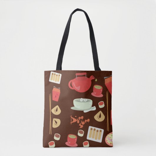 Cute and Dim Sum Fun Food Cartoon Pattern Tote Bag (Voorkant)