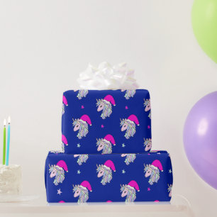 Cute and elegant unicorn Santa Patroon Cadeaupapier