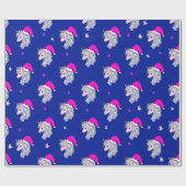 Cute and elegant unicorn Santa Patroon Cadeaupapier (Vlak)