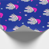 Cute and elegant unicorn Santa Patroon Cadeaupapier (Hoek)