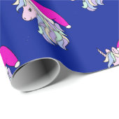 Cute and elegant unicorn Santa Patroon Cadeaupapier (Rol Hoek)