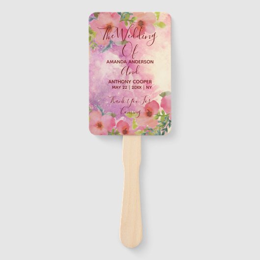 Cute and elegant waterverf floral programme hand f handwaaier (Voorkant)