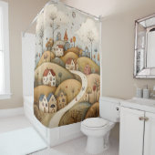 Cute and Enchanting Vintage Village Scene | Douchegordijn (In situ)