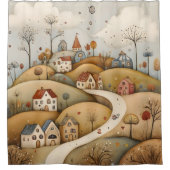 Cute and Enchanting Vintage Village Scene | Douchegordijn (Voorkant)