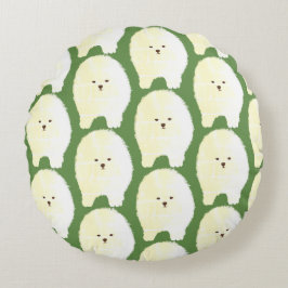 Cute and Fluffy Dog Art, pommerse ronde kussen