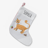 Cute and Fun Girls Ginger Tabby Cat Cartoon Pets Kleine Kerstsok (Voorkant (Hangend))