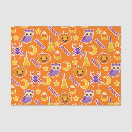 Cute and Fun Halloween Graphic Pattern Tissuepapier (Voorkant)