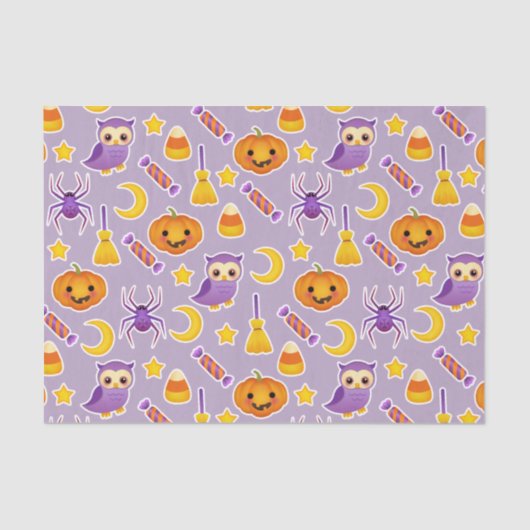 Cute and Fun Halloween Paars Graphic Pattern Tissuepapier (Voorkant)